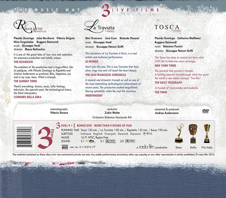 3 Live Films - Rigoletto; Traviata; Tosca - slide-1
