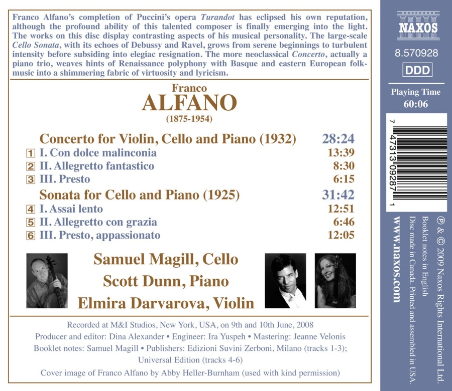 Alfano: Cello Sonata, Concerto for Violin, Cello and Piano - slide-1