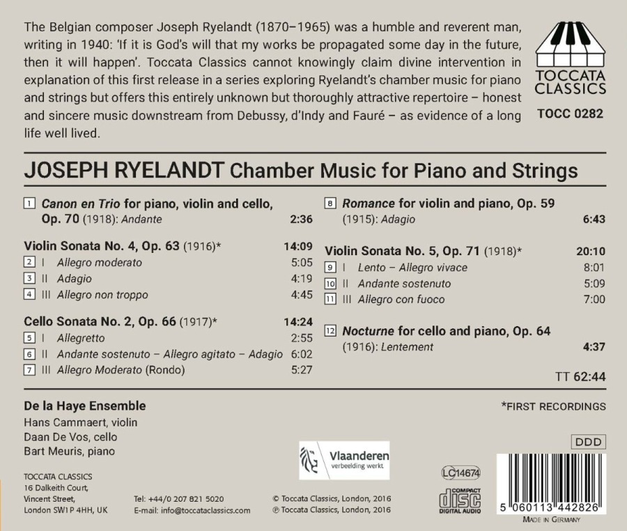 Ryelandt: Chamber Music for Piano & Strings Vol. 1 - slide-1