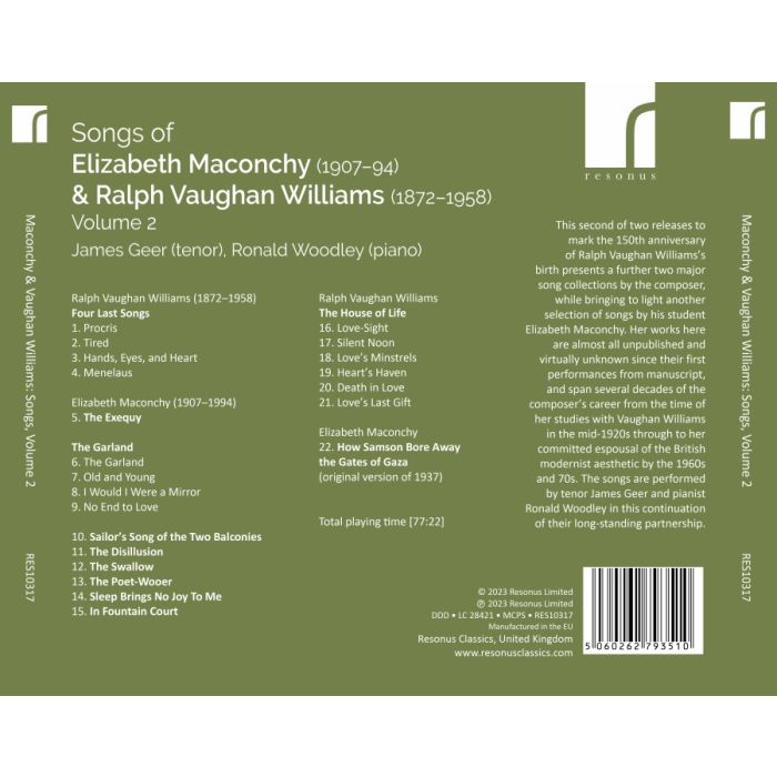 Songs of Elizabeth Maconchy & Ralph Vaughan Williams Vol. 2 - slide-1