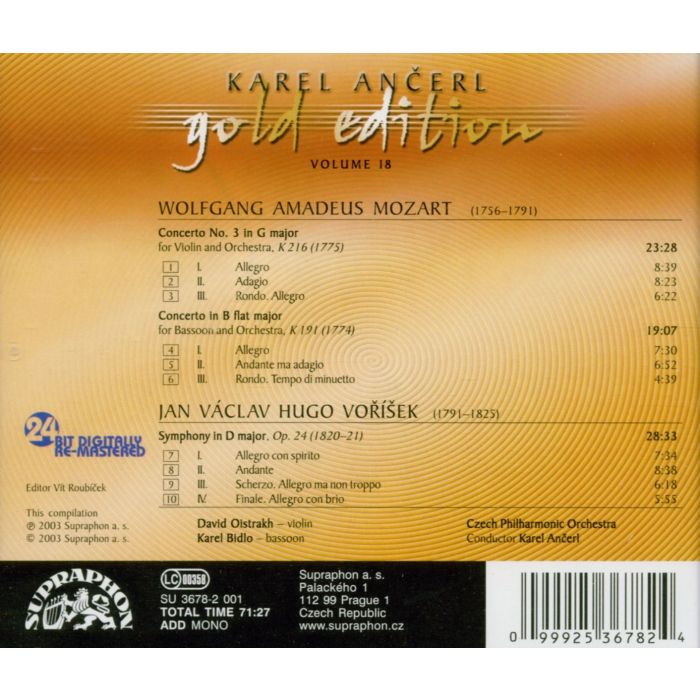 Ancerl Gold Edition 18 - Mozart, Vorisek  - slide-1