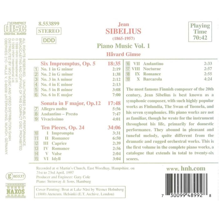 SIBELIUS: Piano Music Vol. 1 - slide-1