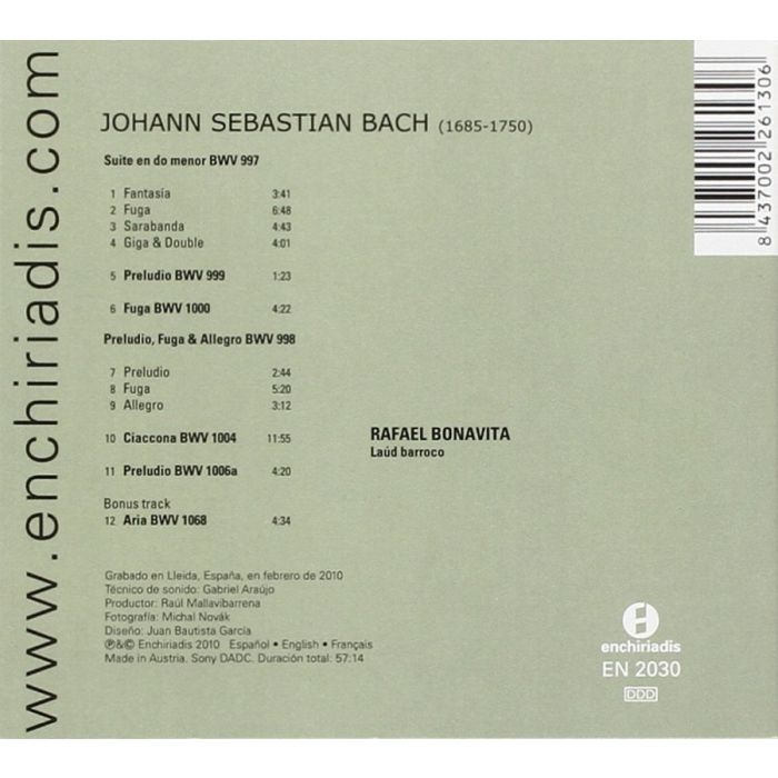 Bach: Suite BWV 997, Preudio, Fuga & Allegro BWV998, Ciaccona BWV 1004 - slide-1