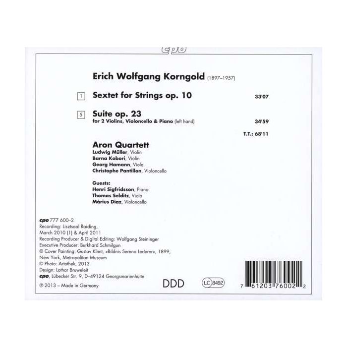 Korngold: Sextet for Strings op. 10, Suite op. 23 - slide-1