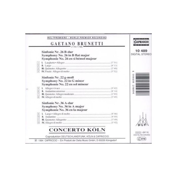 BRUNETTI Gaetano: 3 Sinfonien - slide-1