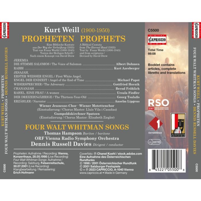 Weill: Propheten; Whitman Songs - slide-1