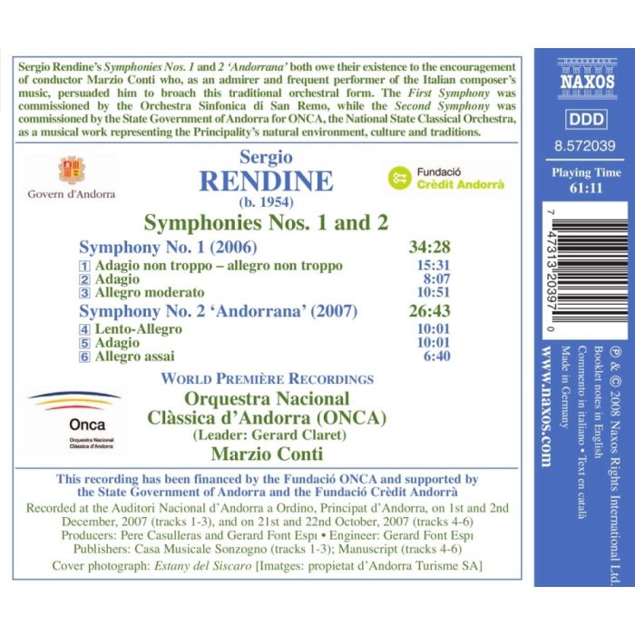 Rendine: Symphonies Nos. 1 and 2 - slide-1