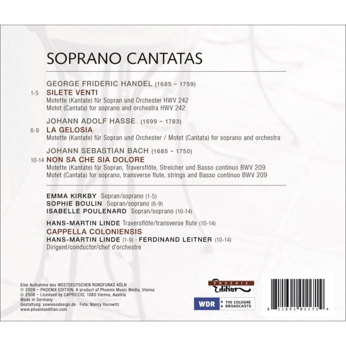 Johann Adolf HASSE, J.S. BACH: Soprano Cantatas, HANDEL: Silete venti - slide-1