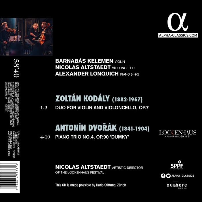 Kodály: Duo for Violin and Violoncello / Dvořák: Piano Trio Op. 90 