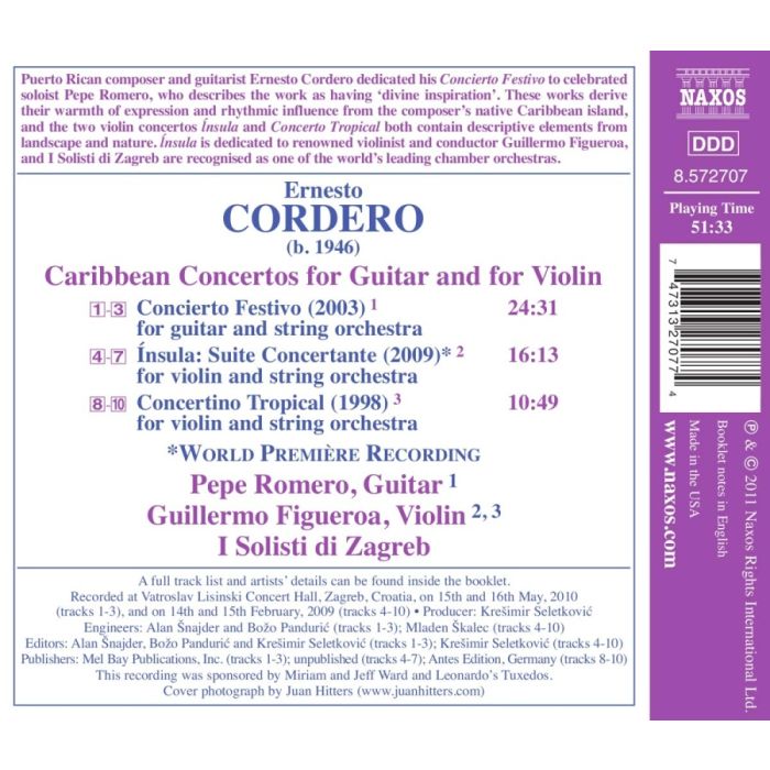 Ernesto Cordero: Caribbean Concertos for Guitar and for Violin - slide-1