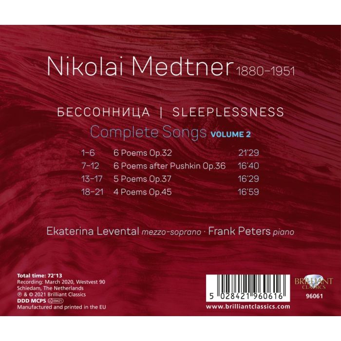Medtner: Sleeplessness - Complete Songs Vol.2 - slide-1
