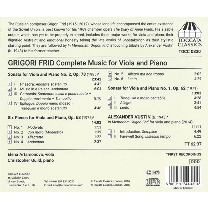 Frid: Music for Viola and Piano - slide-1
