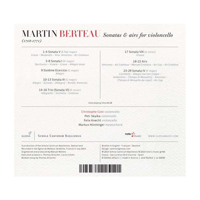 Berteau: Sonatas & Airs for Violoncello - slide-1