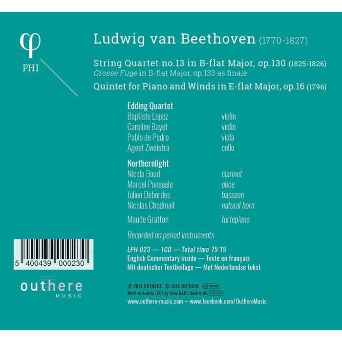 Beethoven: String Quartet op. 130; Grosse Fuge op. 133; Quintet for Piano and Winds op.16 - slide-1