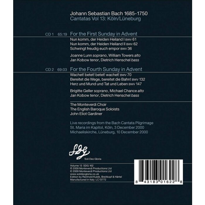BACH: Cantatas Volume 13  (2 CD) - BWV 36, 61, 62, 70, 132, 147 - slide-1