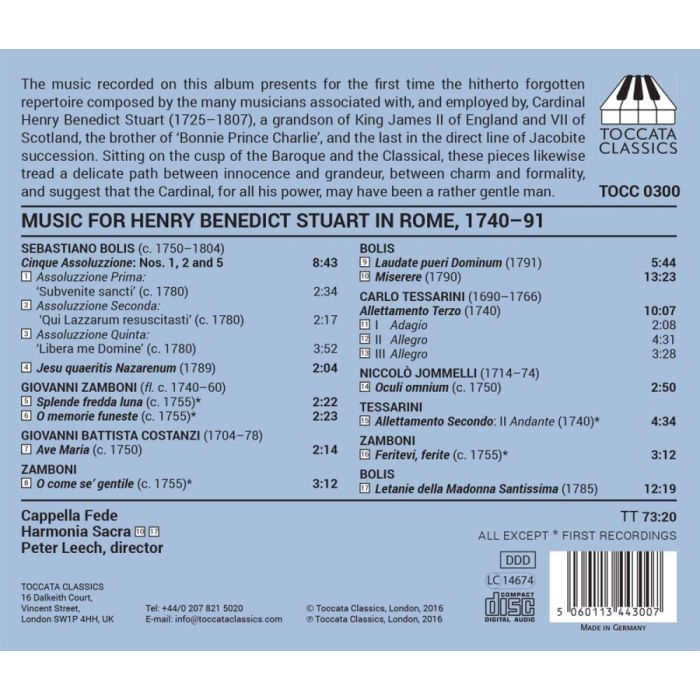 Music for Henry Benedict Stuart in Rome, 1740-91 - Bolis; Zamboni; Tessarini; Jomelli - slide-1