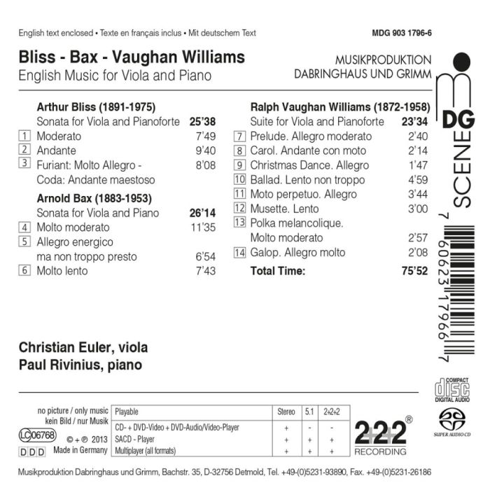 Bax; Bliss; Vaughan Williams: Sonatas - slide-1