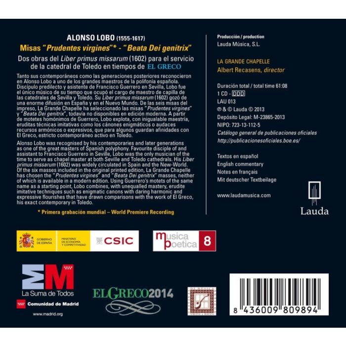 Lobo: Misas “Prudentes virgines” & “Beata Dei genitrix” - slide-1