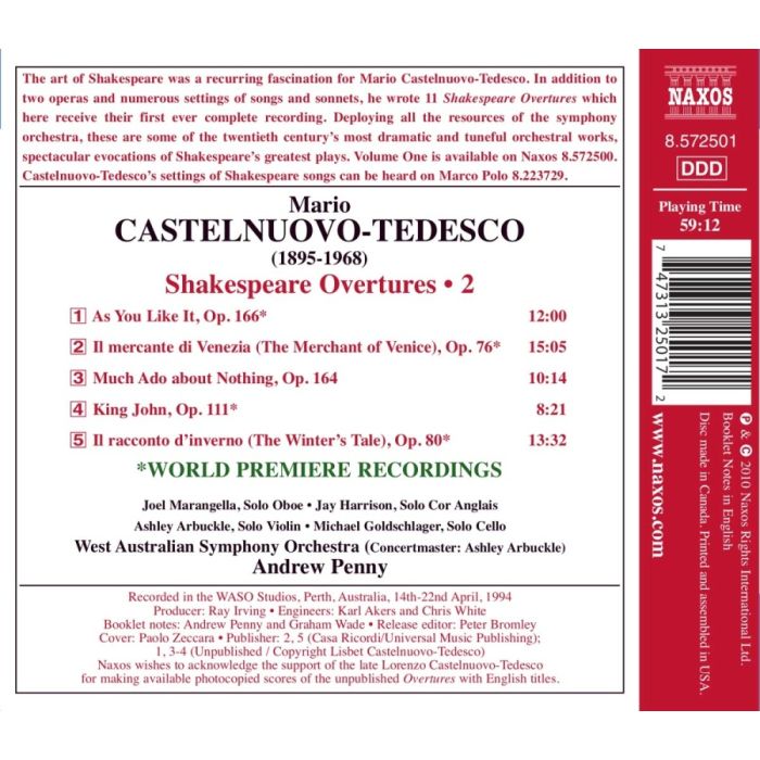 Castelnuovo-Tedesco: Shakespeare Overtures Vol. 2 - slide-1