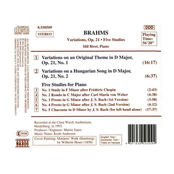 BRAHMS: Variations, Op. 21 / 5 Piano Studies - slide-1