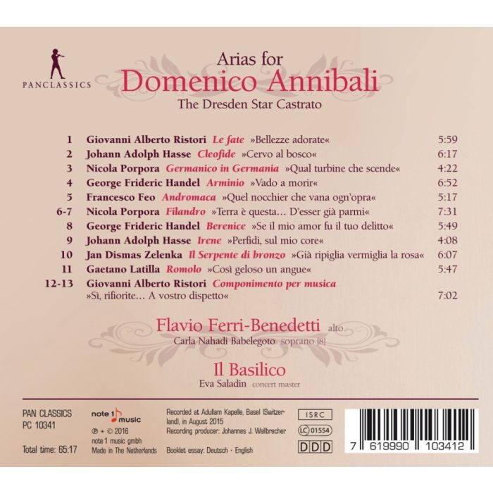Arias for Domenico Annibali – Ristori, Hasse, Porpora, Handel, Zelenka - slide-1