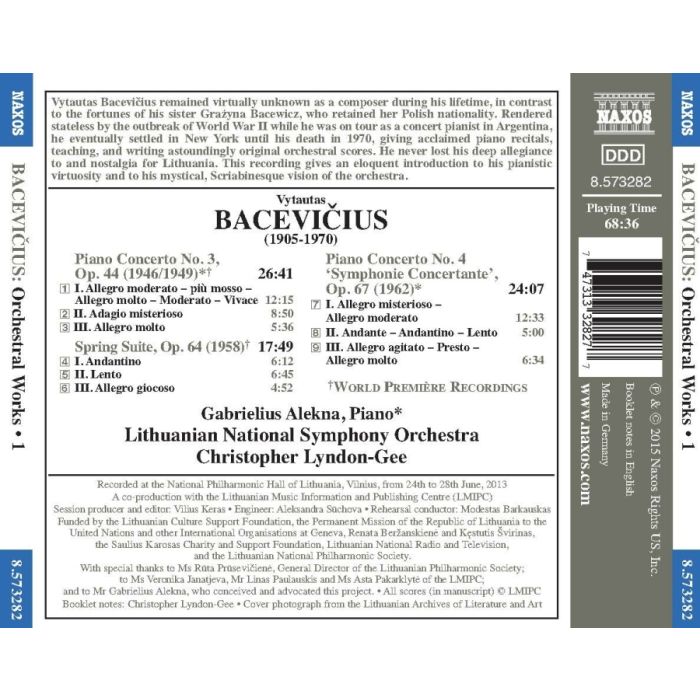 Bacevičius: Orchestral Works Vol. 1 - Piano Concertos Nos. 3 and 4; Spring Suite - slide-1