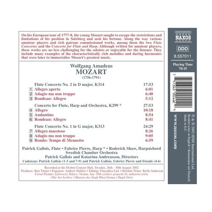 MOZART: Flute Concertos Nos. 1 and 2; Concerto for Flute and Harp - slide-1