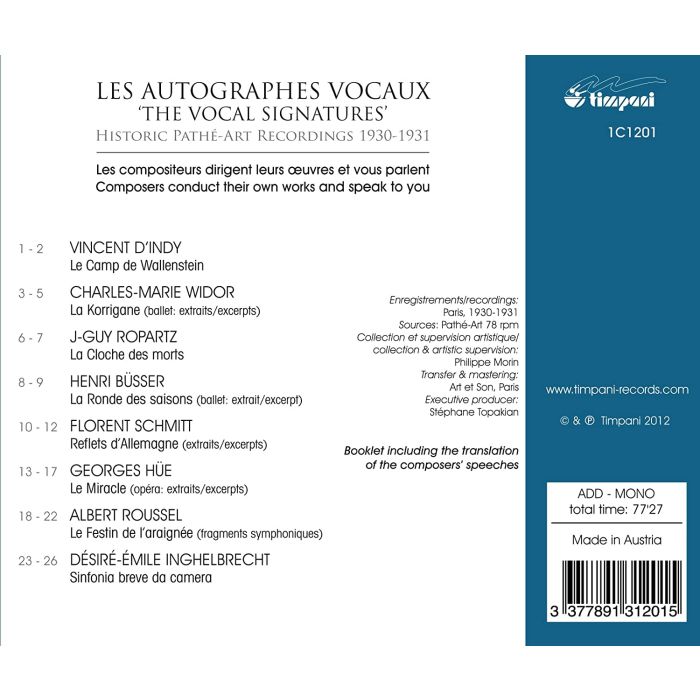 Les autographes vocaux, Pathé-Art 1930-1931, composers conduct and speak: d'Indy, Widor, Ropartz, Büsser, Schmitt, Hüe, Roussel, Inghelbrecht - slide-1
