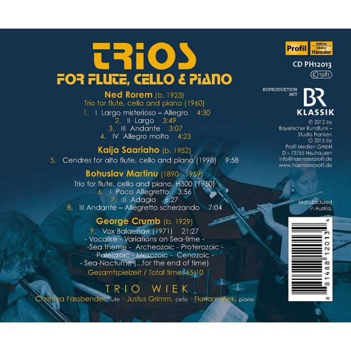 Rorem; Saariaho; Martinů; Crumb: Trios for Flute, Cello & Piano - slide-1