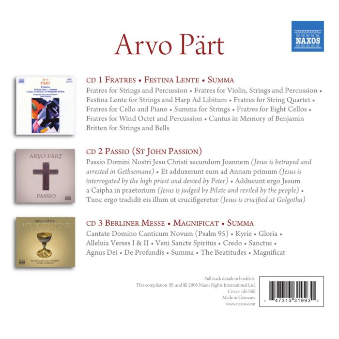 PART: Fratres / St. John Passion / Berliner Messe (3CD) - slide-1