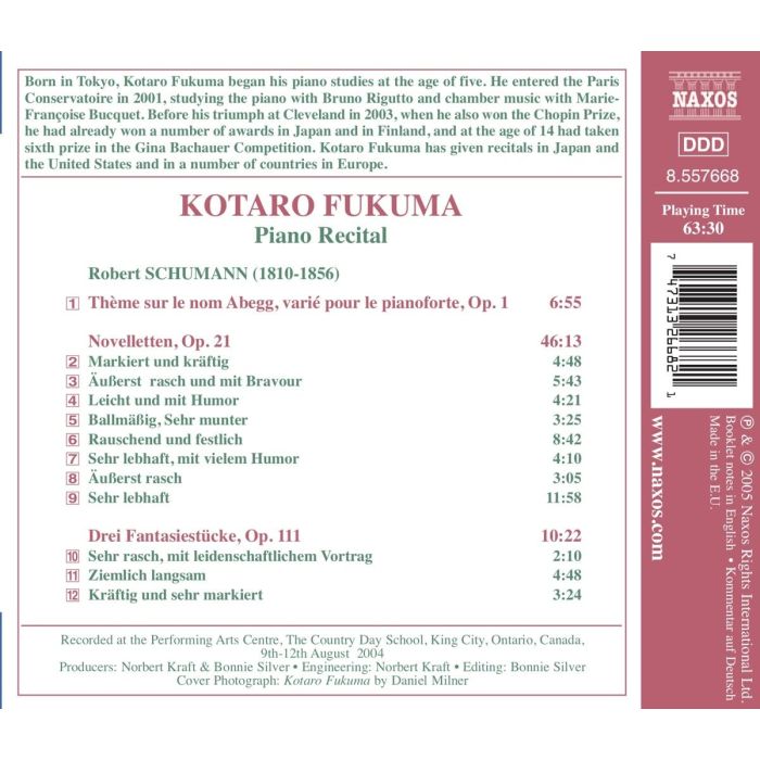 SCHUMANN: Abegg Variations; Novelletten; Fantasiestücke - slide-1