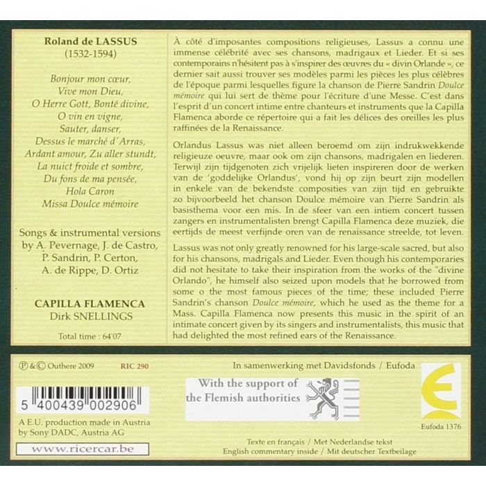 Lassus: Bonjour mon coeur - chansons & madrigals - slide-1