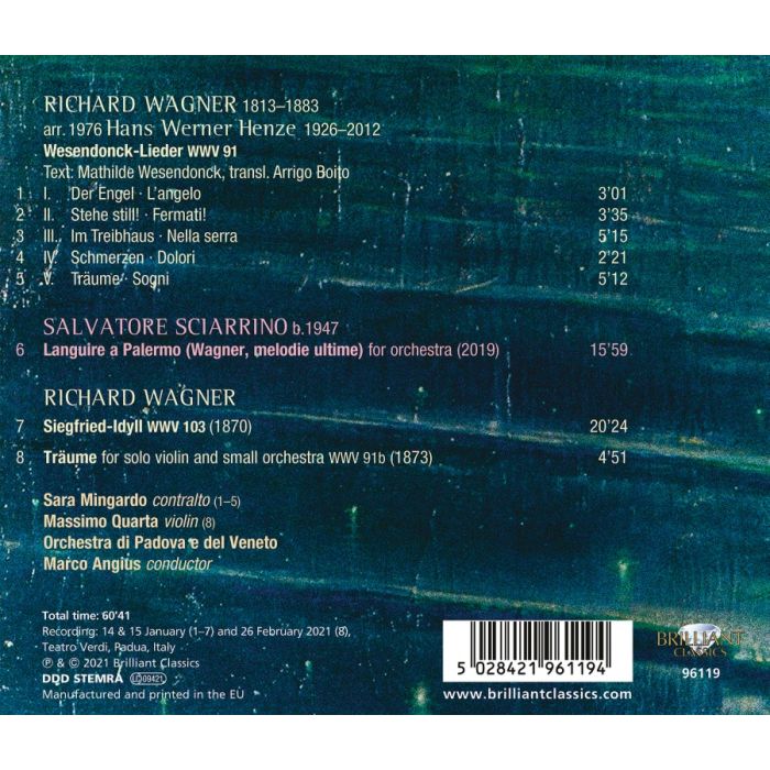 Wagner: Wesendonck Lieder; Siegfried Idyll, Träume; Sciarrino: Languire a Palernmo - slide-1