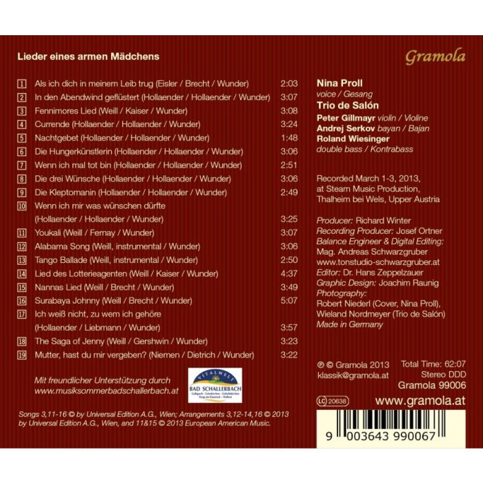 Weill, Brecht, Kaiser: Lieder eines armen Mädchens - slide-1