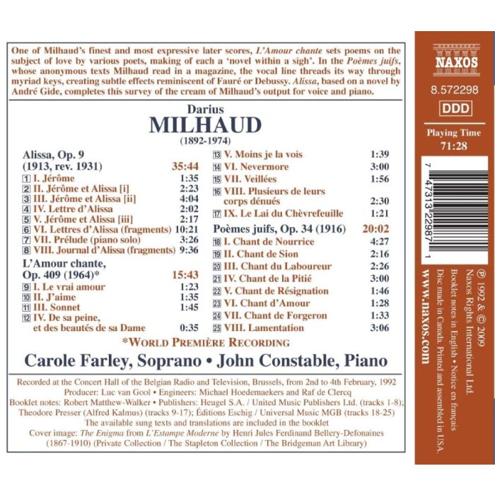 MILHAUD: Alissa, L’Amour chante, Poèmes juifs - slide-1