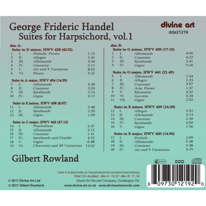 Handel: Harpsichord Suites Volume 1 - slide-1