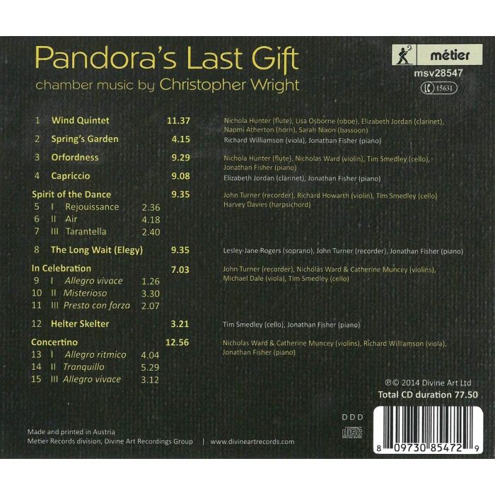 Pandora's Last Gift' - Chamber music by Christopher Wright - slide-1