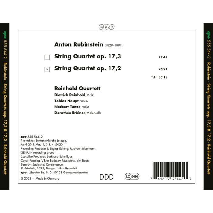 Rubinstein: String Quartets op. 17 Nos. 2 & 3 - slide-1