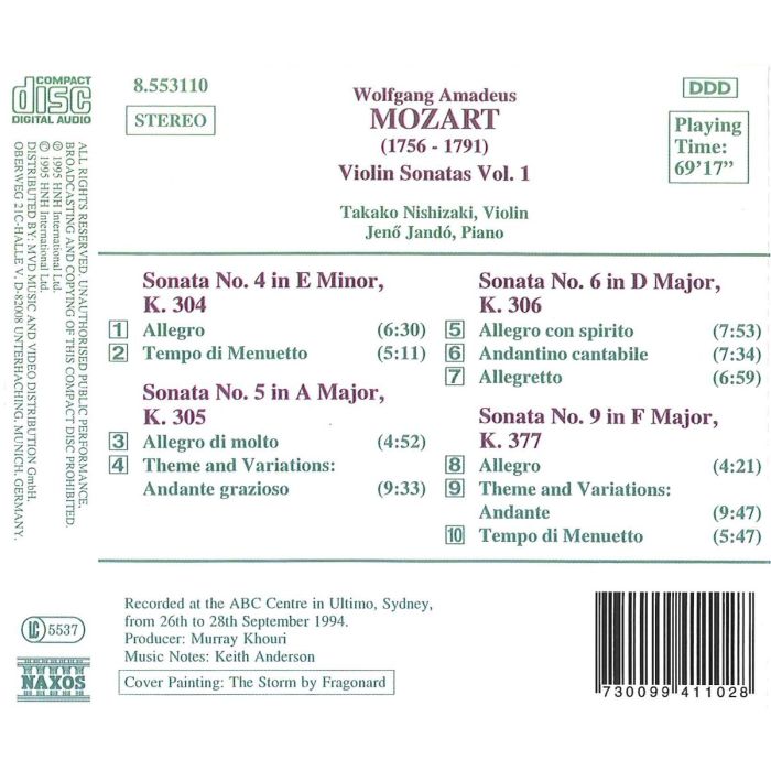 MOZART: Violin Sonatas K304306, K377 - slide-1