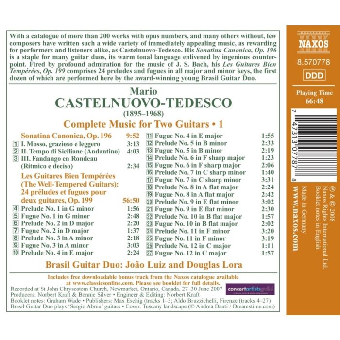 Castelnuovo-Tedesco, Mario : Music for Two Guitars Vol. 1 / 8.570778 - slide-1