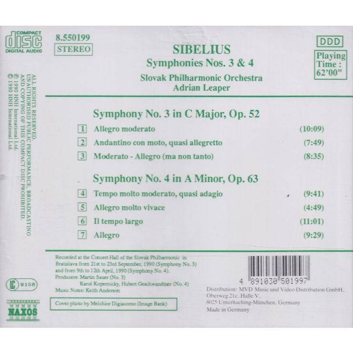 Sibelius: Symphonies 4 & 3 - slide-1
