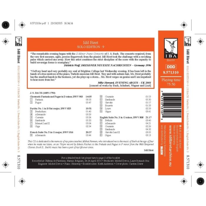 Bach: Chromatic Fantasia & Fugue; Partita No. 1; French Suite No. 5; English Suite No. 3 - slide-1