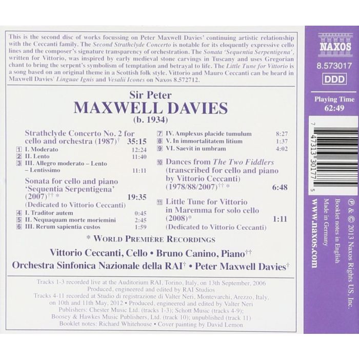 Maxwell Davies: Strathclyde Concerto No. 2 for Cello and Orchestra, Sonata for Cello and Piano - slide-1