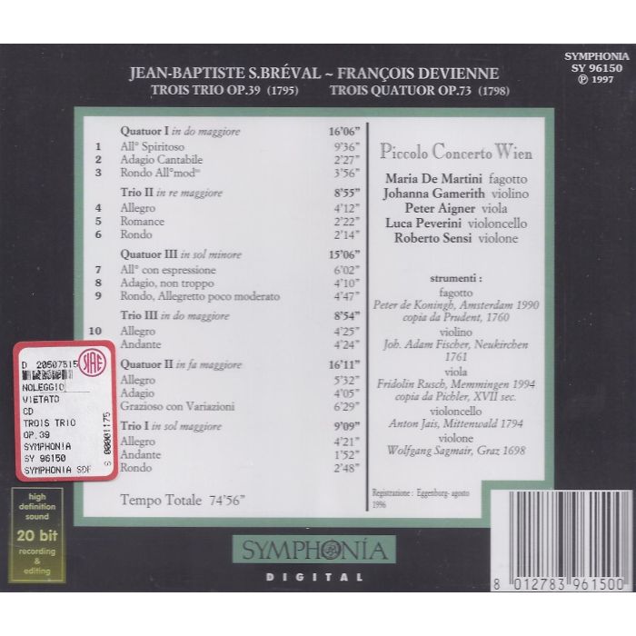 Breval: 3 Trios / Devienne: 3 Quartets, Piccolo Concerto - slide-1