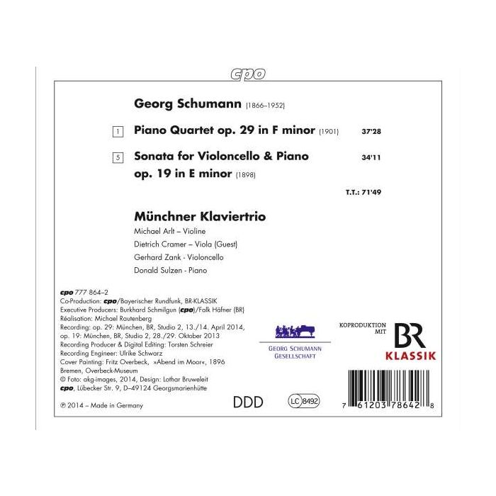 Schumann, G. (1866-1952): Piano Quartet; Cello Sonata - slide-1