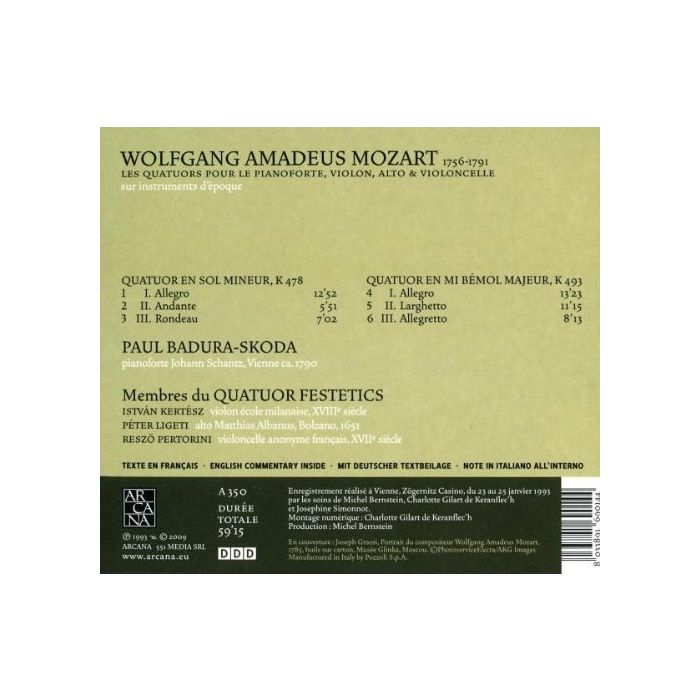 Mozart: Les quatuors pour le pianoforte, violon, alto & violoncelle K 478 & K 493 - slide-1