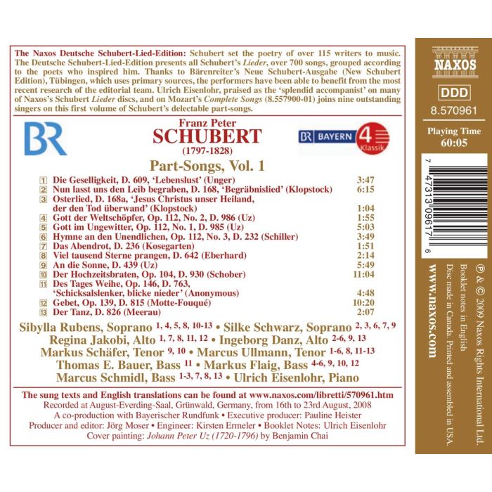 SCHUBERT: Part Songs Vol. 1 - slide-1