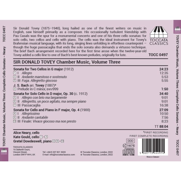 Tovey: Chamber Music Vol. 3 - The Complete Cello Sonatas - slide-1