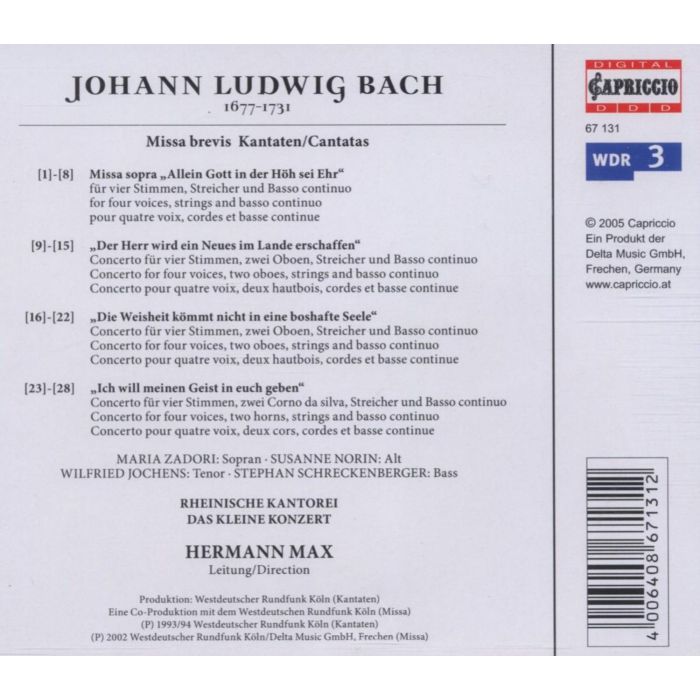 BACH: J. L.: Missa brevis & Cantatas - slide-1