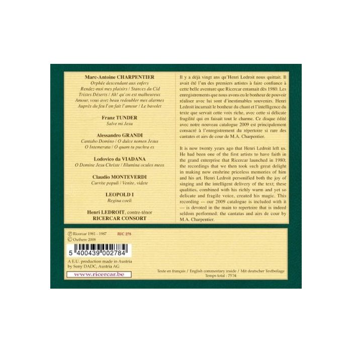 Charpentier: Rendez-moi mes plaisirs - Cantatas & Airs de cour + Tunder, Grandi, Monteverdi, Leopold I - slide-1